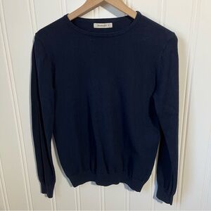 WoolOvers Navy Blue Crew Neck Sweater Organic Cotton & Cashmere Blend Women’s M